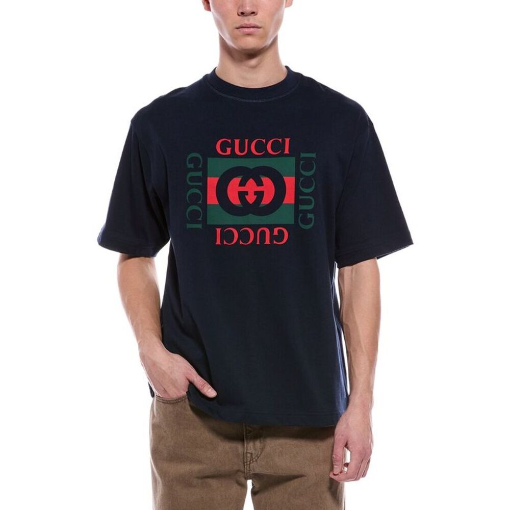 Gucci Mens  Heavy Knit T-Shirt, Navy